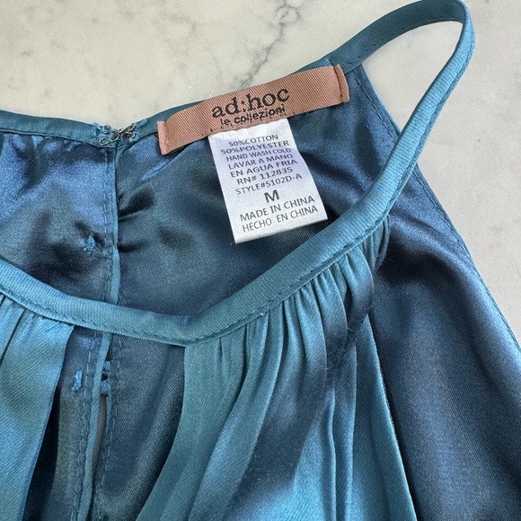 Ad:Hoc Women’s Teal Color Silky Dress Size Medium - Picture 6 of 9